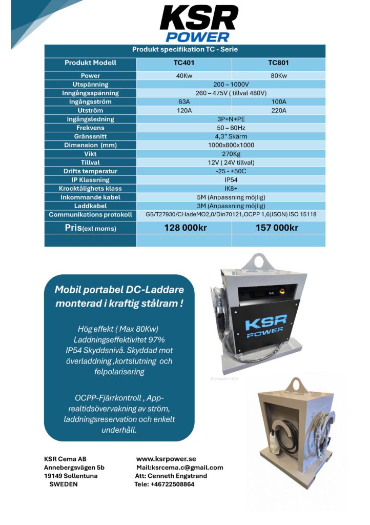 produkt specifikation ksr steelx tc801